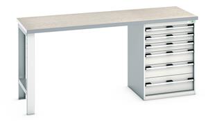 940mm High Benches Bott Bench 2000x750x940mm with Lino Top and 6 Drawer Cabinet